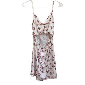 NEW Pretty little thing sz 12 red tulip floral dress midriff cut out mini dress